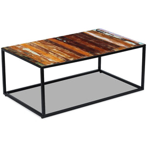 Tavolino da Salotto in Legno Massello di Recupero 100x60x40 cm