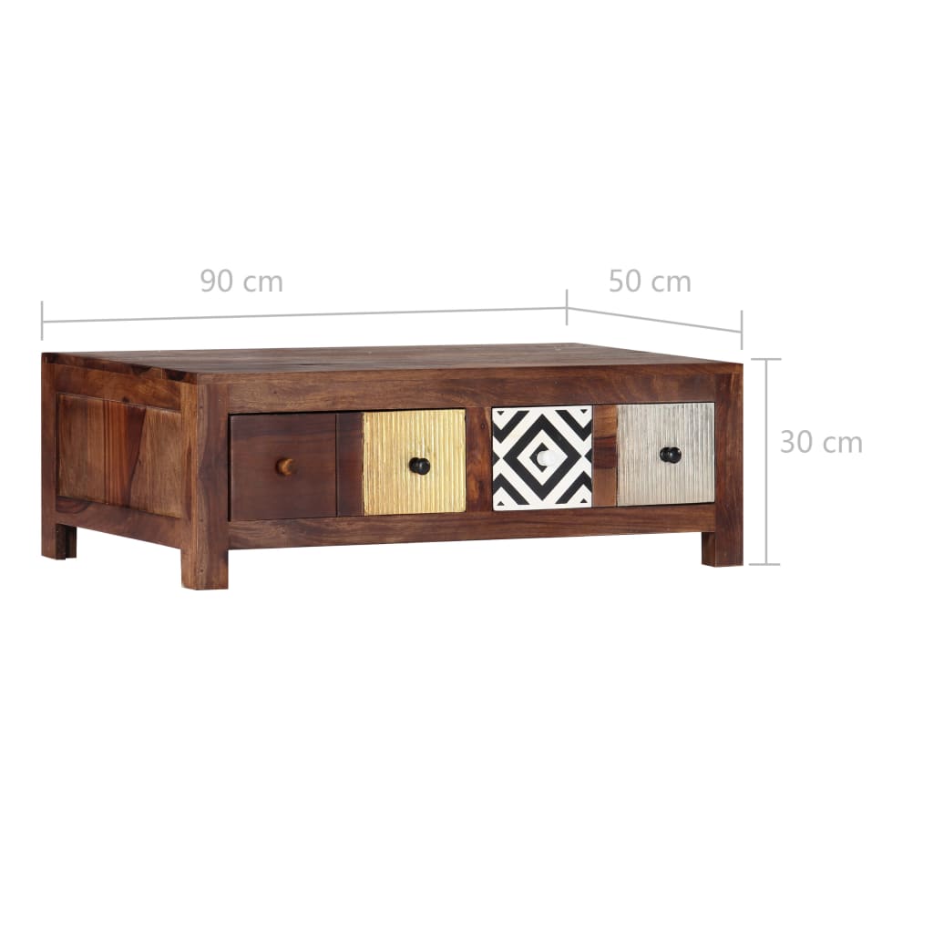 Tavolino da Salotto 90x50x30 cm in Legno Massello di Sheesham
