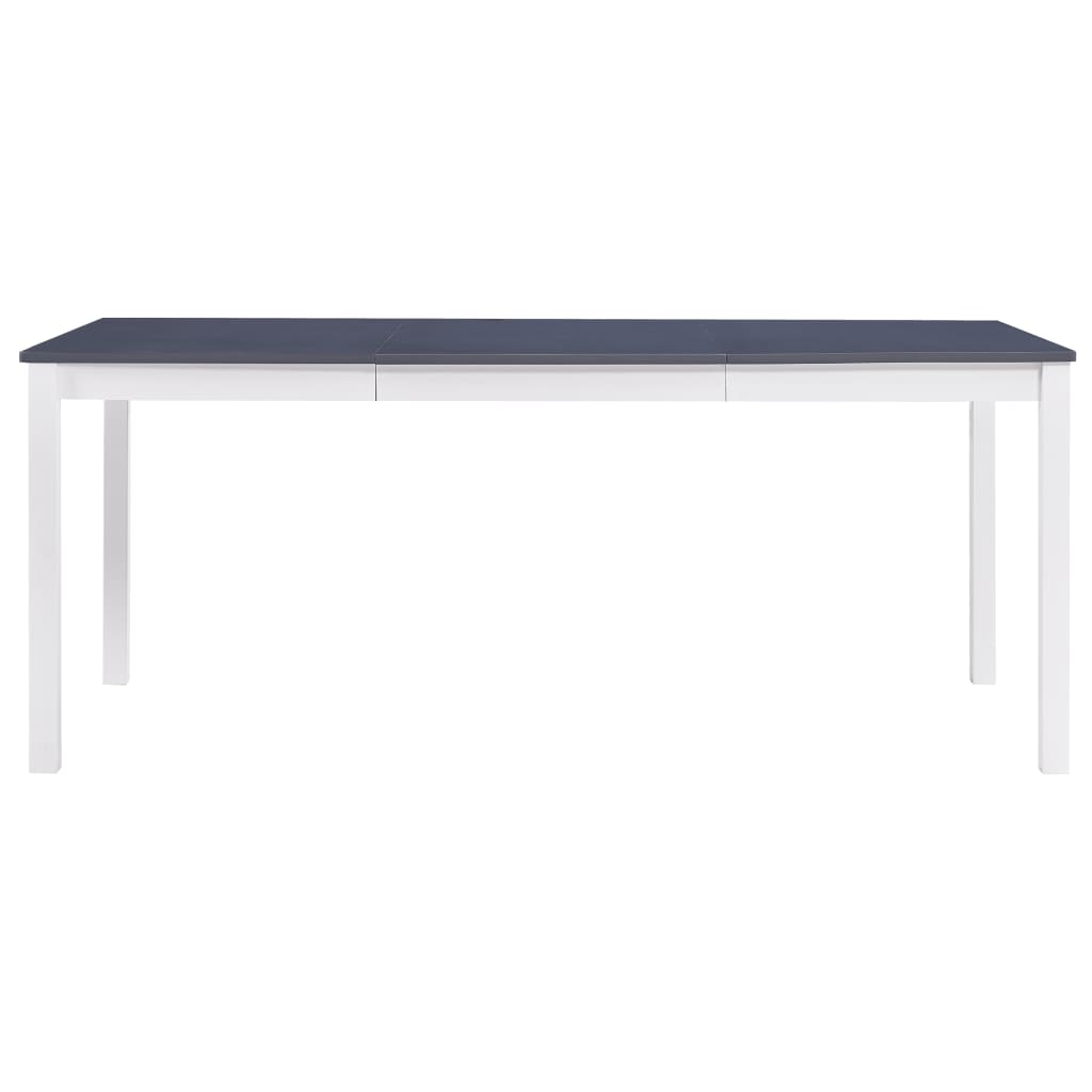 Tavolo da Pranzo Bianco e Grigio 180x90x73 cm in Legno di Pino