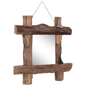 Specchio con Tronchi Naturale 50x50 cm in Massello di Recupero