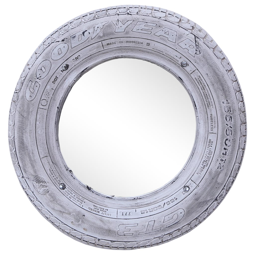 Specchio Bianco 50 cm in Pneumatico di Gomma Riciclato