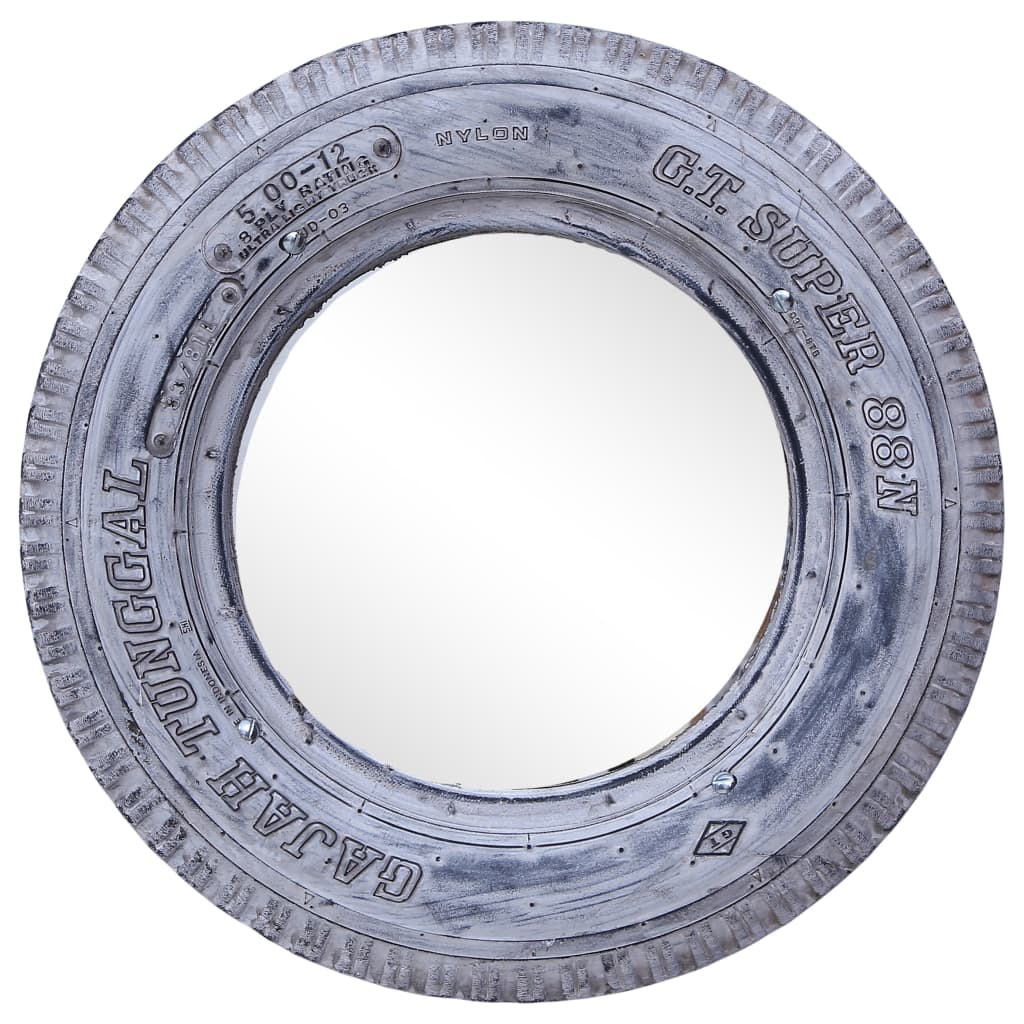 Specchio Bianco 50 cm in Pneumatico di Gomma Riciclato