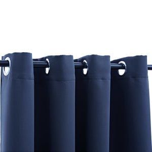 Tende Oscuranti con Anelli in Metallo 2 pz Blu 140x225 cm