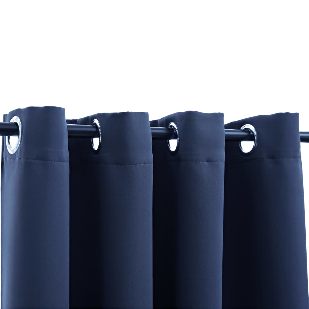 Tende Oscuranti con Anelli in Metallo 2 pz Blu 140x245 cm