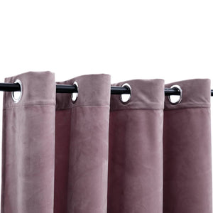 Tenda Oscurante Anelli in Metallo Velluto Rosa Antico 290x245cm
