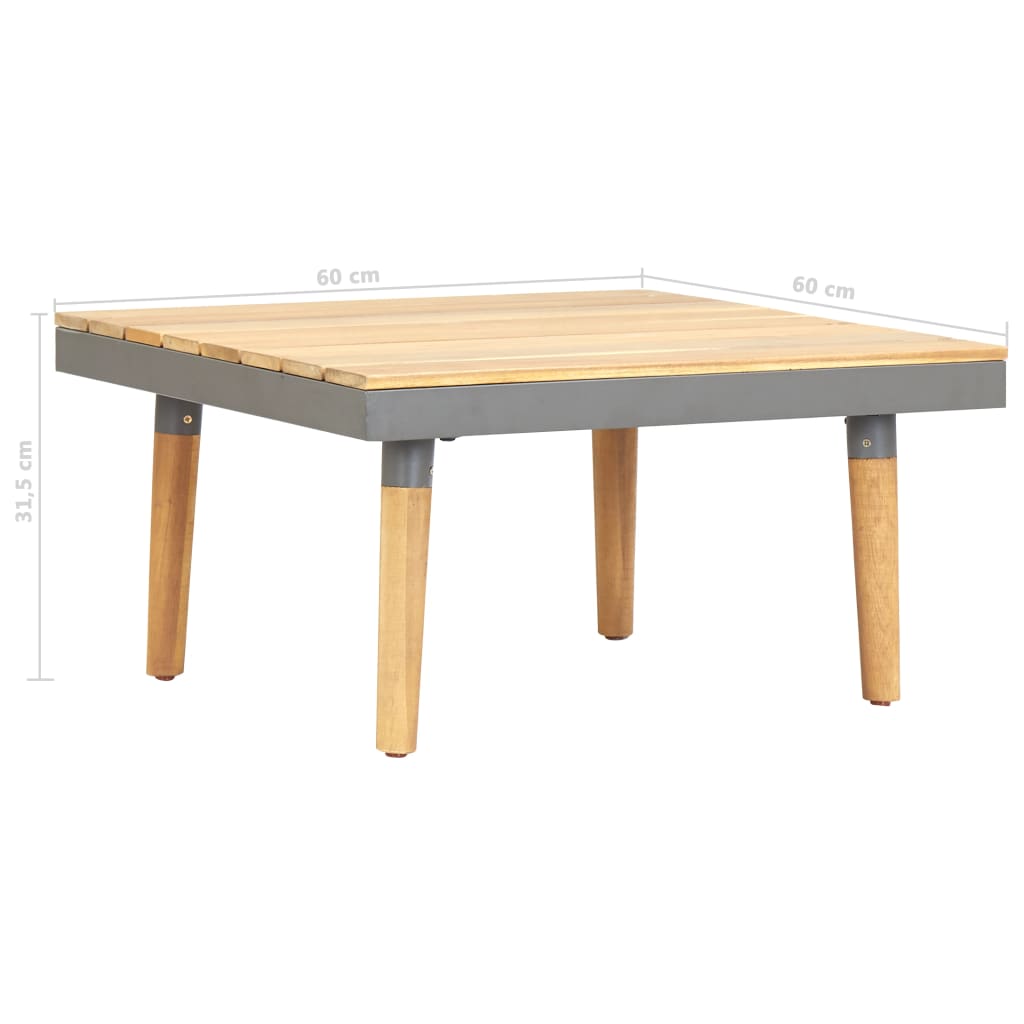 Tavolino per Giardino 60x60x31,5 cm Legno Massello di Acacia