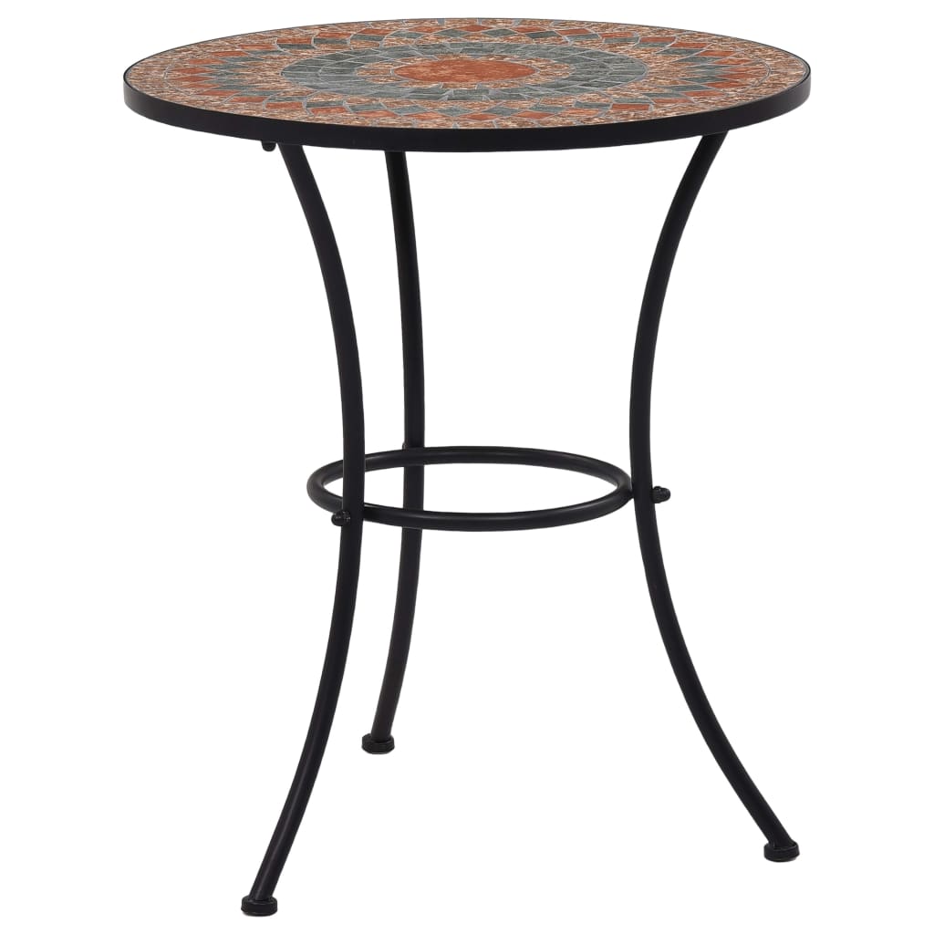 Tavolino da Bistrot con Mosaico Arancio/Grigio 60cm in Ceramica
