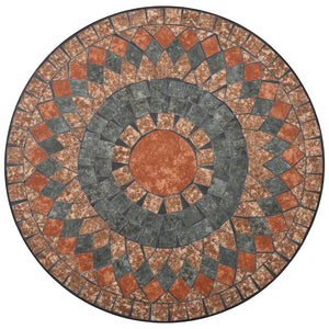 Tavolino da Bistrot con Mosaico Arancio/Grigio 60cm in Ceramica
