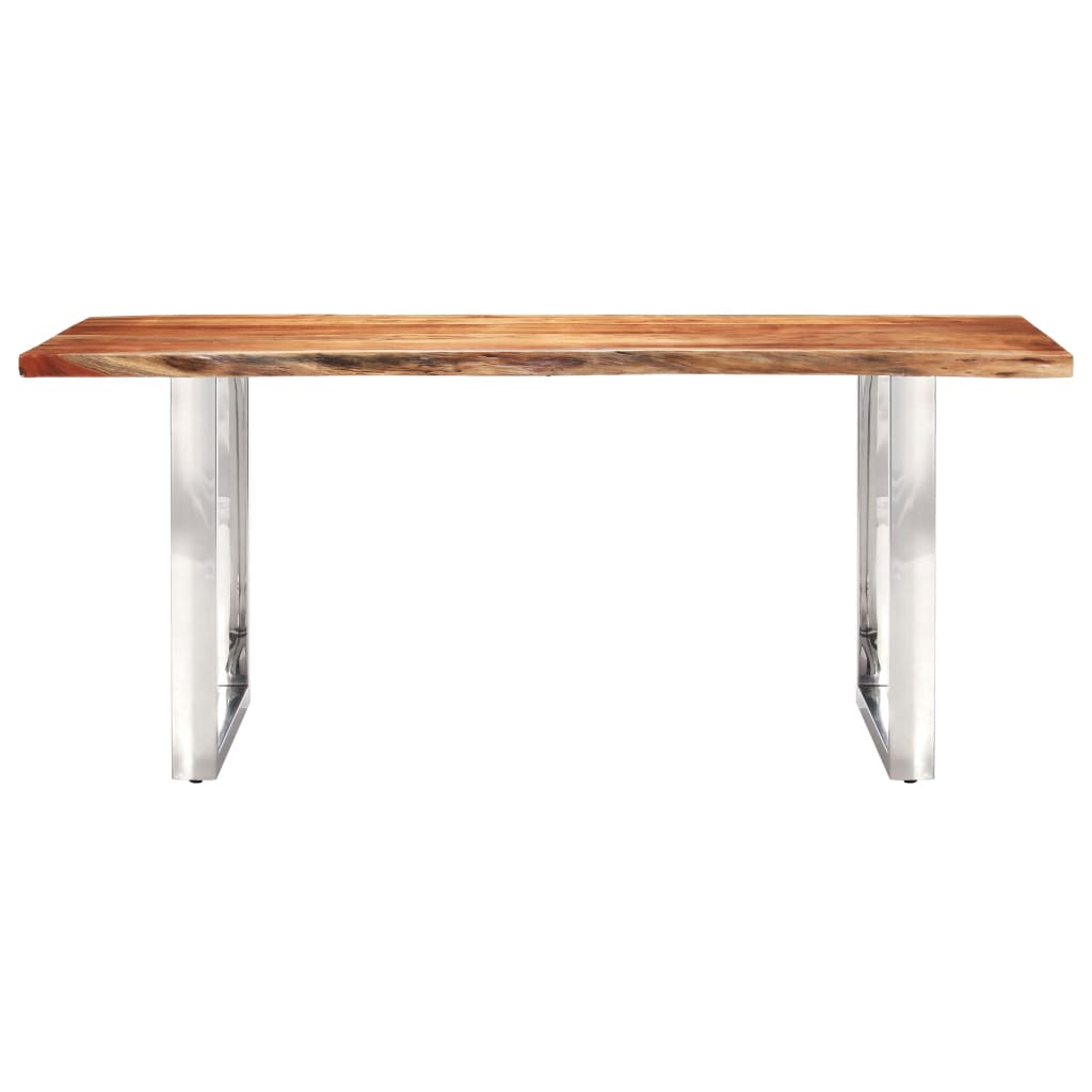 Tavolo da Pranzo con Bordi Vivi Massello di Acacia 200 cm 3,8cm