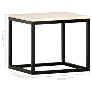 Tavolino da Caffè Bianco 40x40x35 cm Pietra Vera Testura Marmo