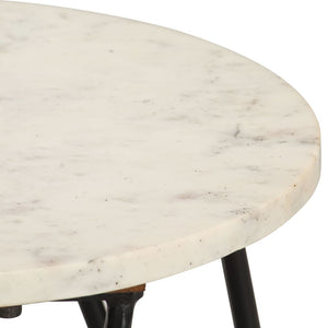 Tavolino da Caffè Bianco 40x40x40 cm Pietra Vera Testura Marmo