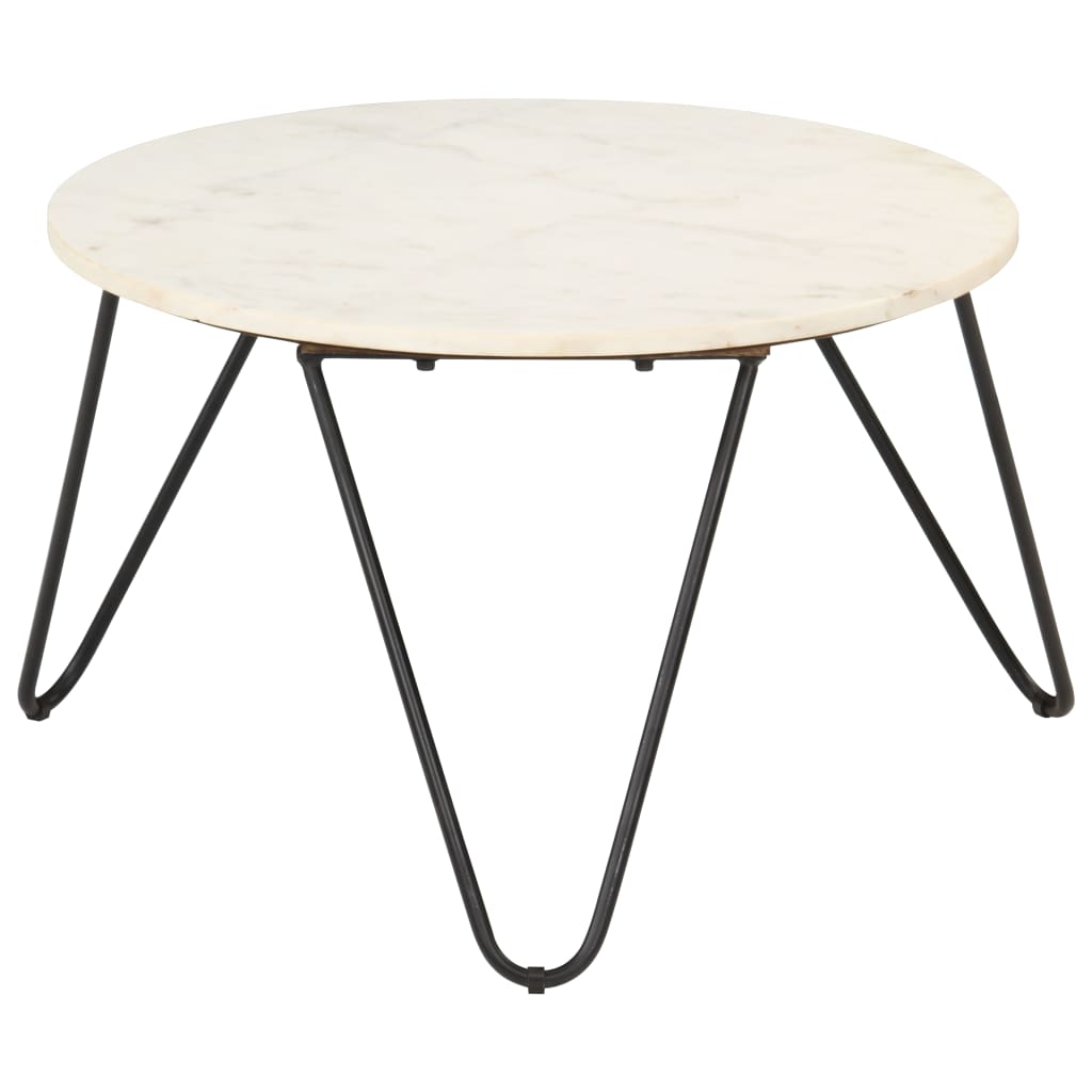 Tavolino da Caffè Bianco 65x65x42 cm Pietra Vera Testura Marmo