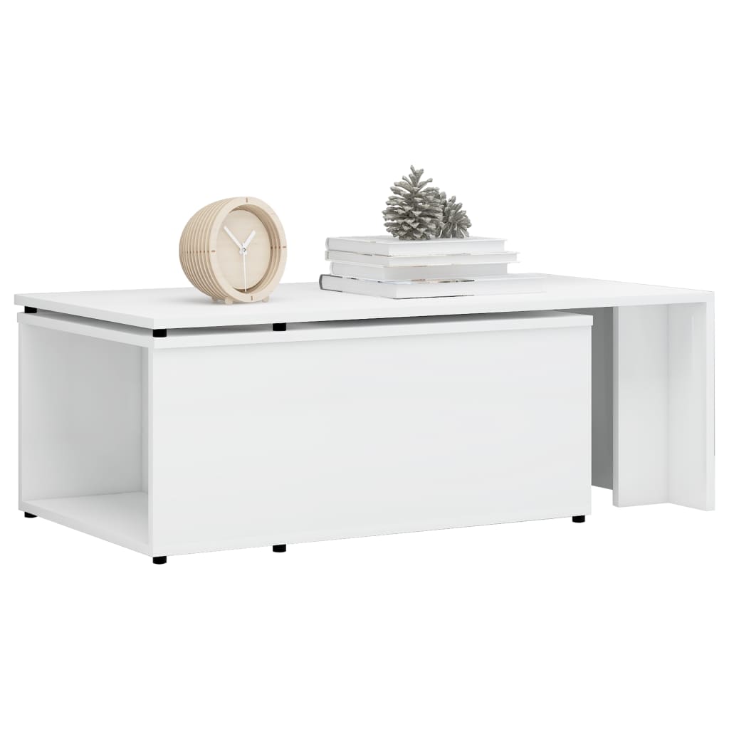 Tavolino Salotto Bianco Lucido 150x50x35 cm Legno Multistrato
