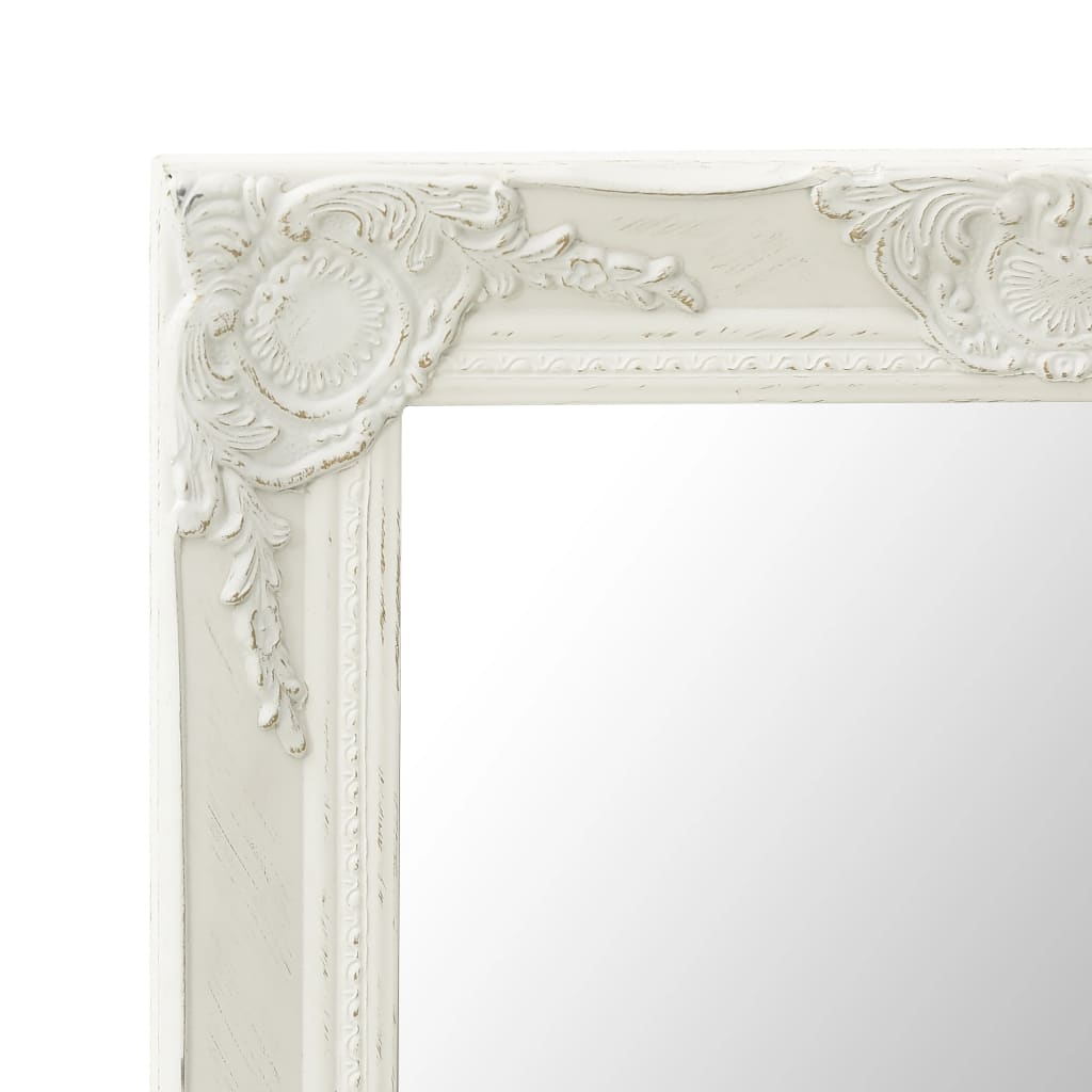 Specchio da Parete Stile Barocco 50x80 cm Bianco