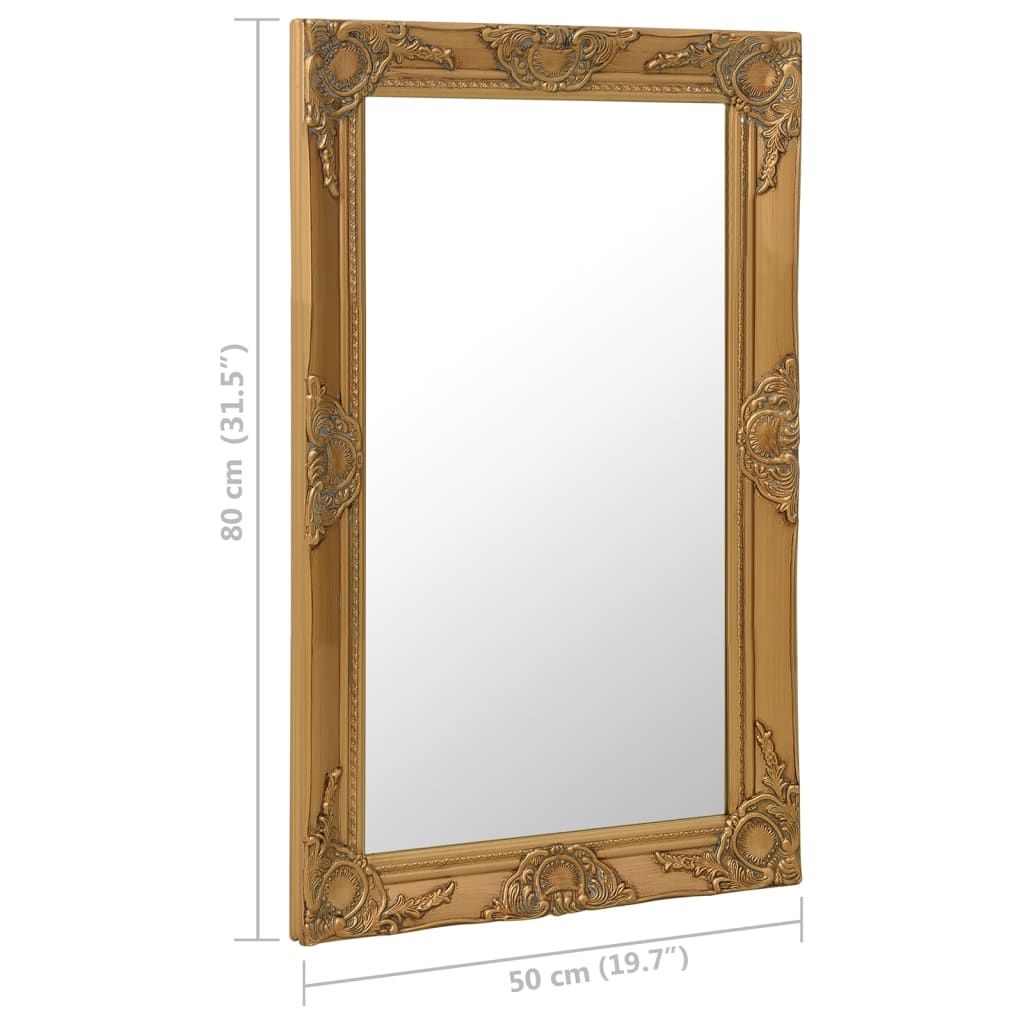 Specchio da Parete Stile Barocco 50x80 cm Oro