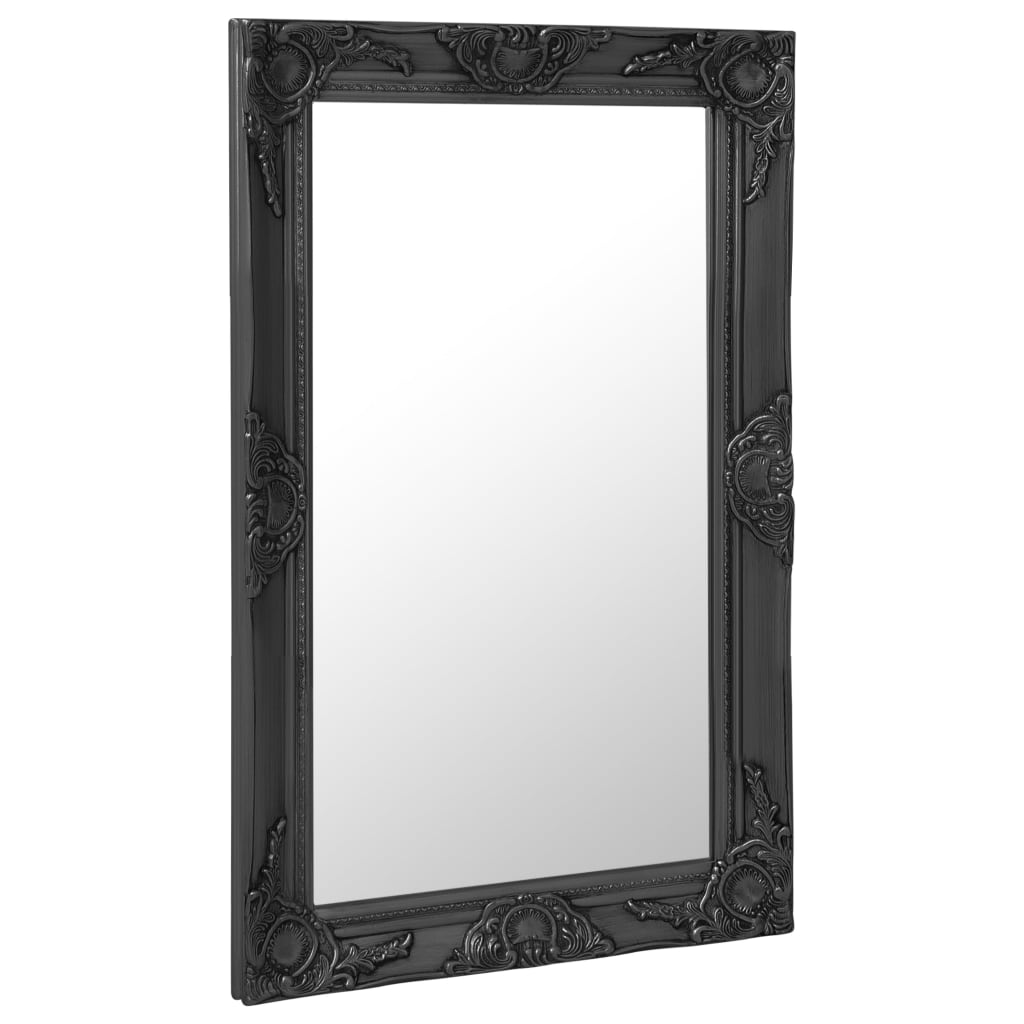Specchio da Parete Stile Barocco 50x80 cm Nero