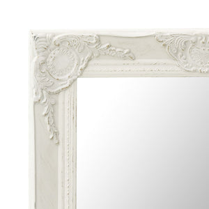 Specchio da Parete Stile Barocco 60x40 cm Bianco