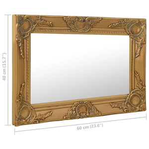 Specchio da Parete Stile Barocco 60x40 cm Oro