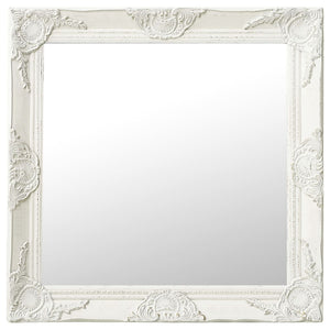 Specchio da Parete Stile Barocco 60x60 cm Bianco