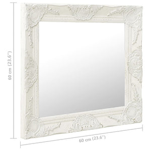 Specchio da Parete Stile Barocco 60x60 cm Bianco