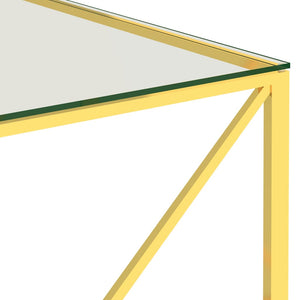 Tavolino da Salotto Oro 55x55x55 cm in Acciaio Inox e Vetro