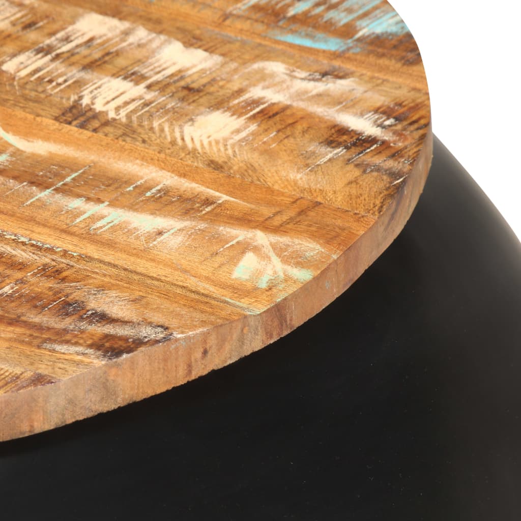 Tavolino da Caffè Nero 68x68x30 cm Legno Massello di Recupero