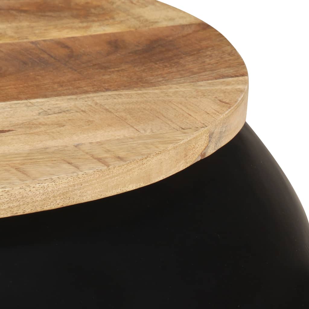 Tavolino da Caffè Nero 68x68x30 cm in Legno Massello di Mango