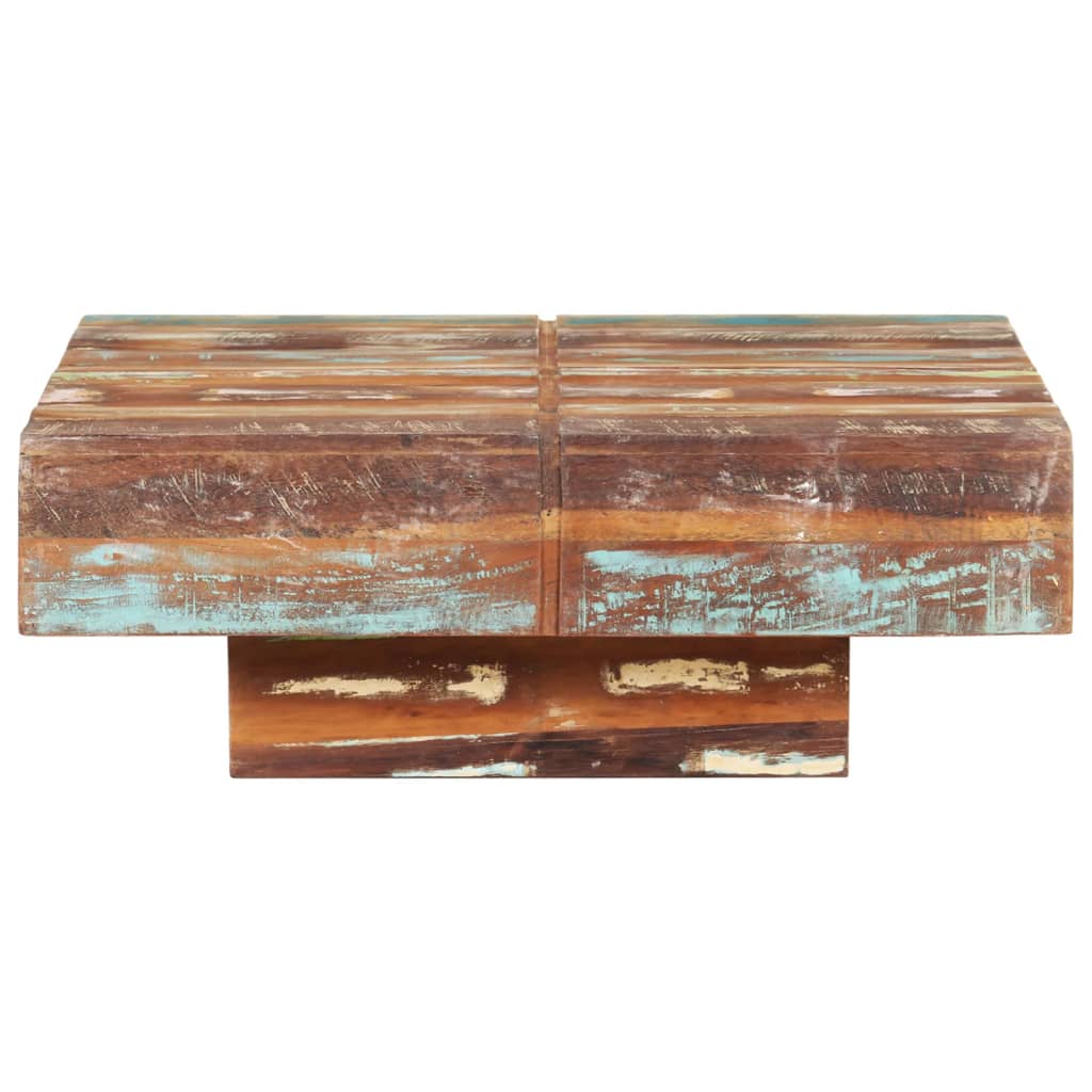 Tavolino da Salotto 80x80x28 cm in Legno Massello di Recupero