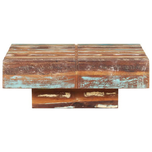 Tavolino da Salotto 80x80x28 cm in Legno Massello di Recupero
