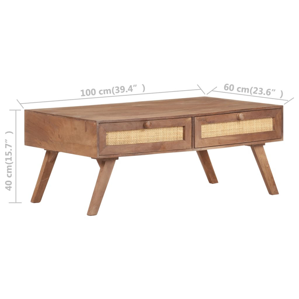 Tavolino da Salotto in Legno Massello di Mango 100x60x40 cm