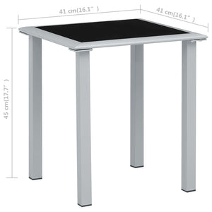 Tavolo da Giardino Nero e Argento 41x41x45 cm in Acciaio e Vetro