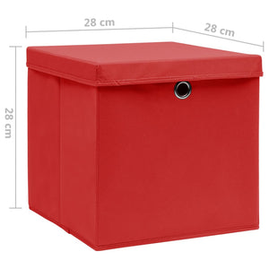 Contenitori con Coperchi 4 pz 28x28x28 cm Rosso