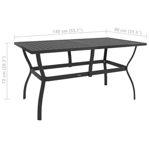 Tavolo da Giardino Antracite 140x80x72 cm in Acciaio