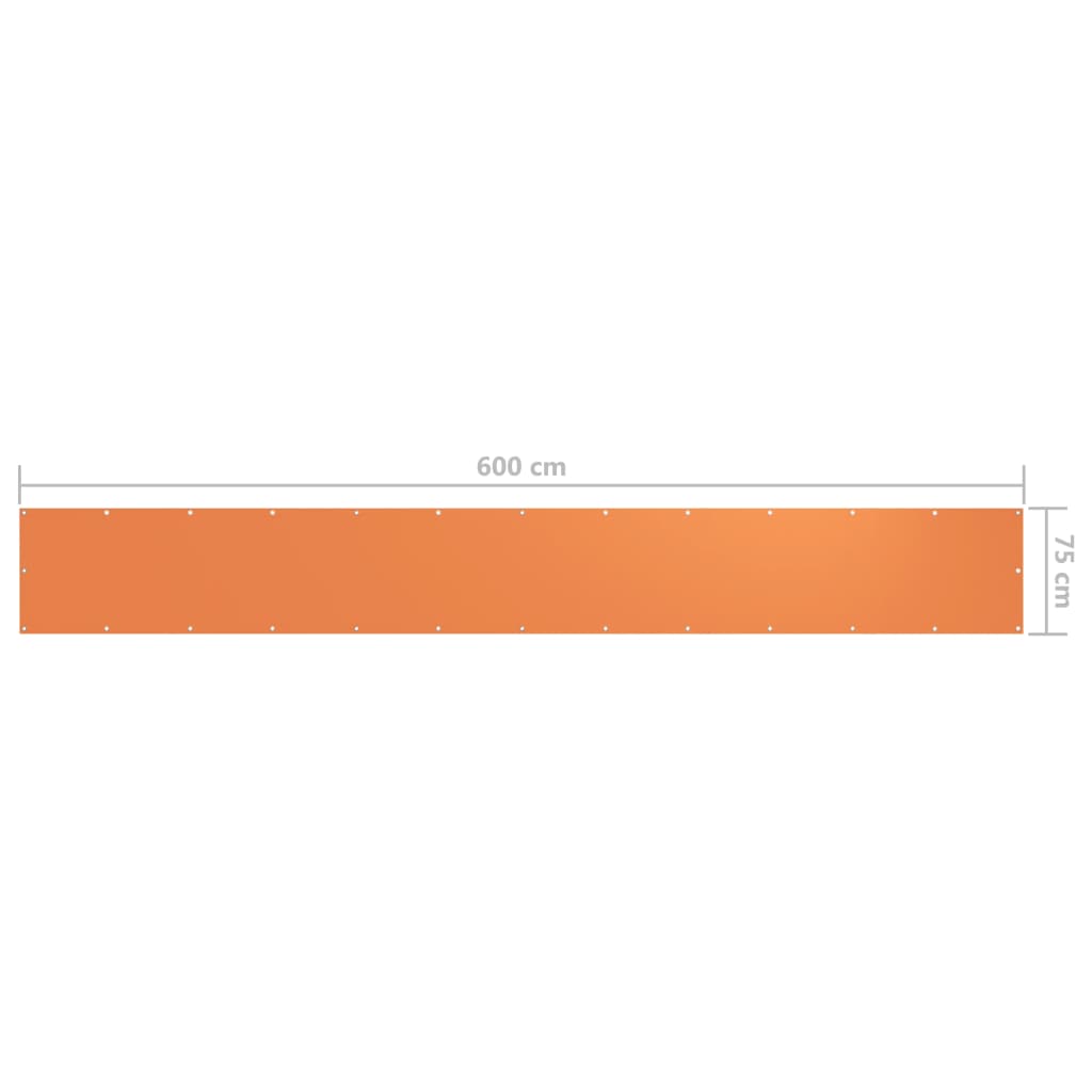 Paravento Balcone Arancione 75x600 cm in Tessuto Oxford