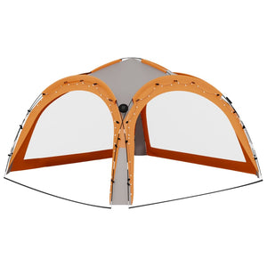 Tenda Feste con LED e 4 Pareti 3,6x3,6x2,3 m Grigio e Arancione