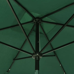 Ombrellone da Esterni con LED e Palo in Acciaio Verde 2x3 m