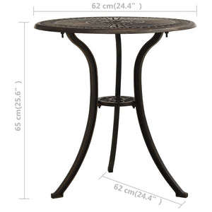 Tavolo da Giardino Bronzo 62x62x65 cm in Alluminio Pressofuso