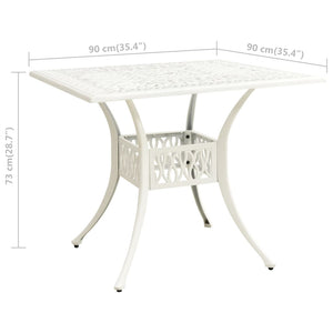 Tavolo da Giardino Bianco 90x90x73 cm in Alluminio Pressofuso