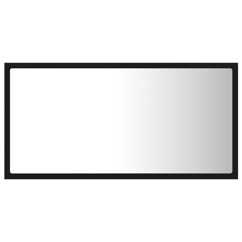 Specchio da Bagno a LED Nero 80x8,5x37 cm in Acrilico