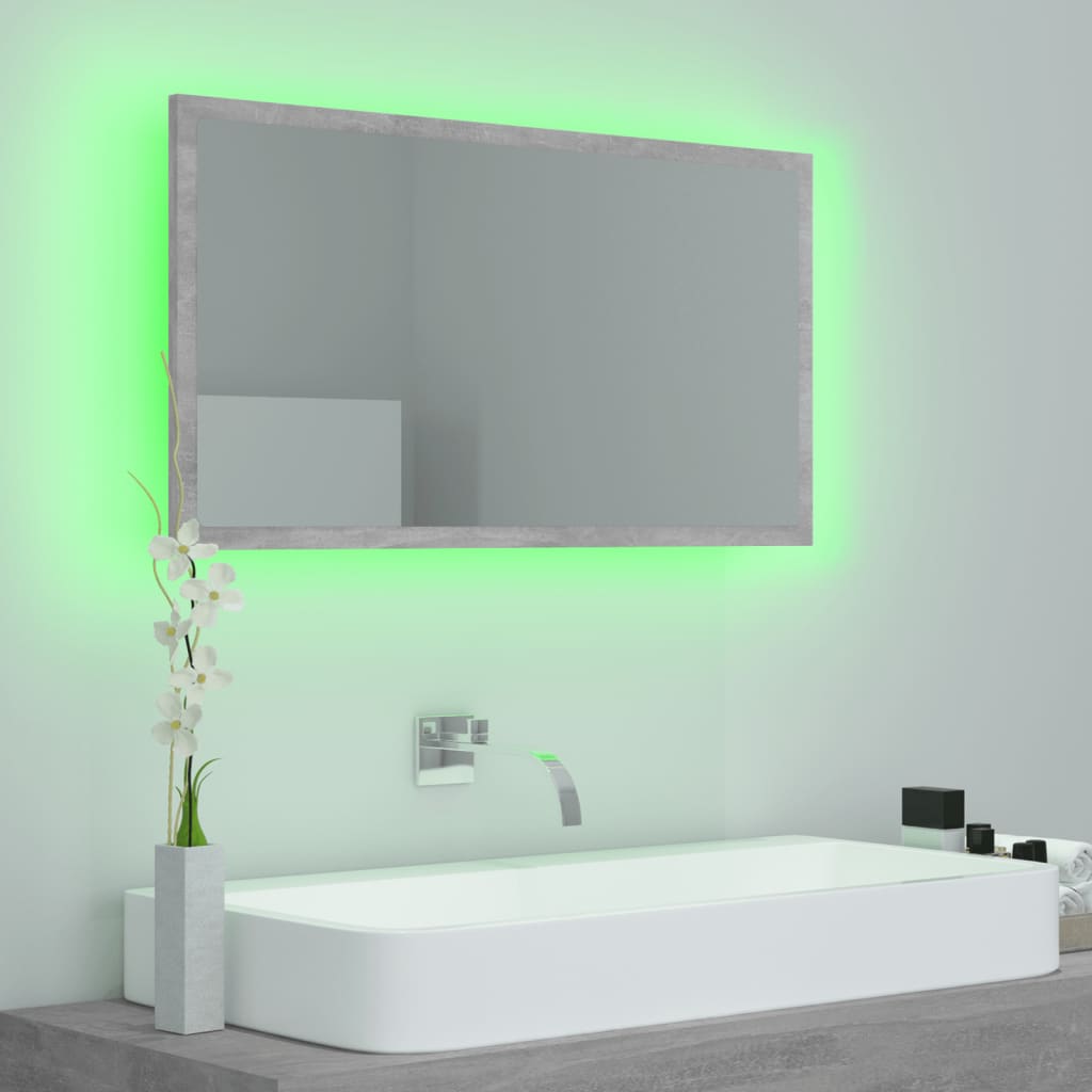Specchio da Bagno a LED Grigio 80x8,5x37 cm in Acrilico