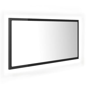 Specchio da Bagno LED Grigio Lucido 90x8,5x37 cm in Acrilico