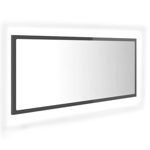 Specchio da Bagno LED Grigio Lucido 100x8,5x37 cm in Acrilico
