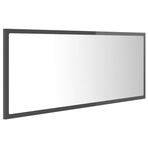 Specchio da Bagno LED Grigio Lucido 100x8,5x37 cm in Acrilico