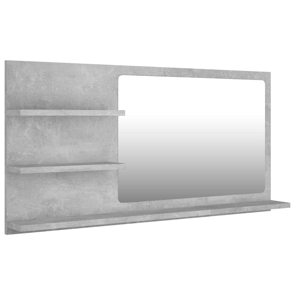 Specchio da Bagno Grigio Cemento 90x10,5x45 cm in Truciolato