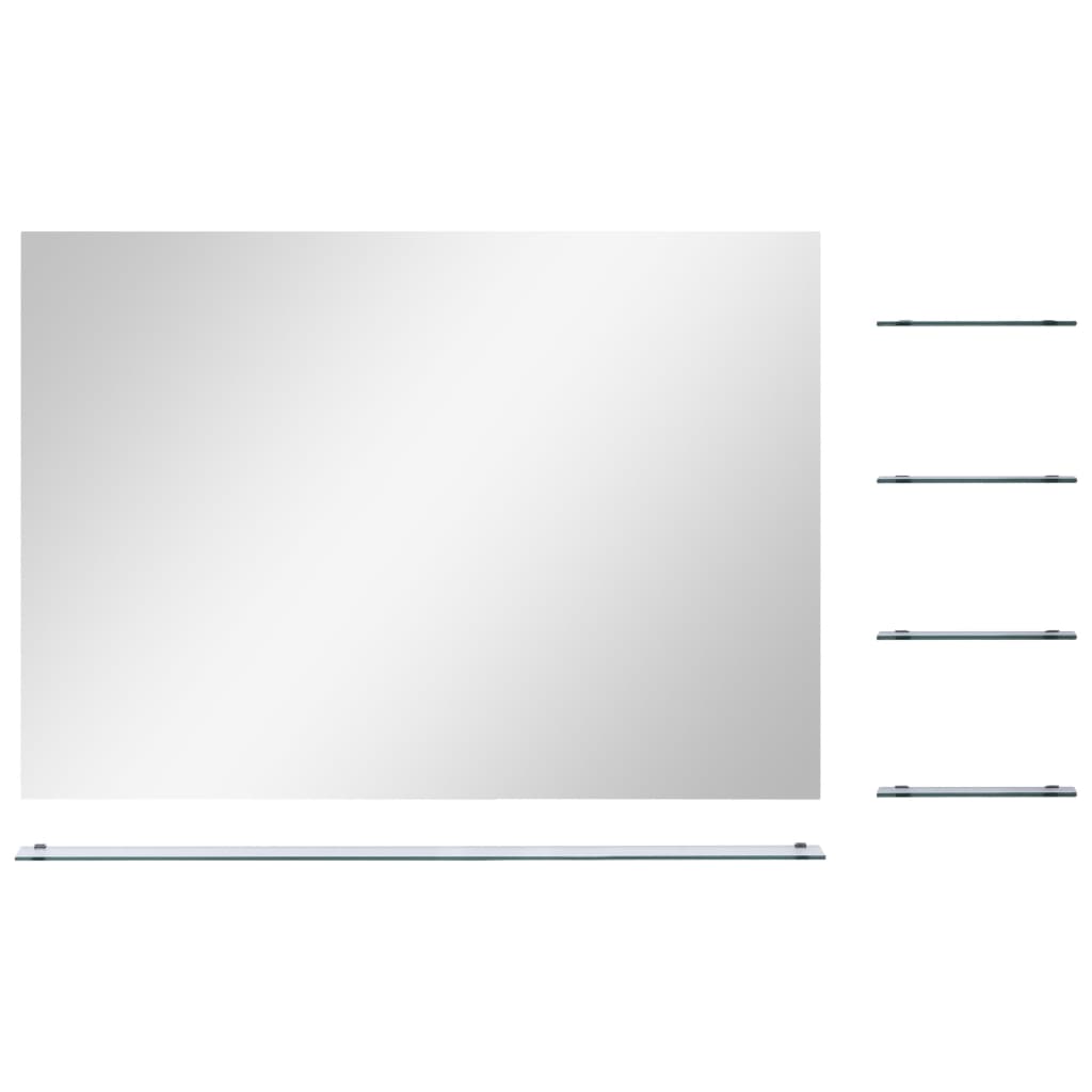 Specchio da Parete con 5 Mensole Argento 80x60 cm