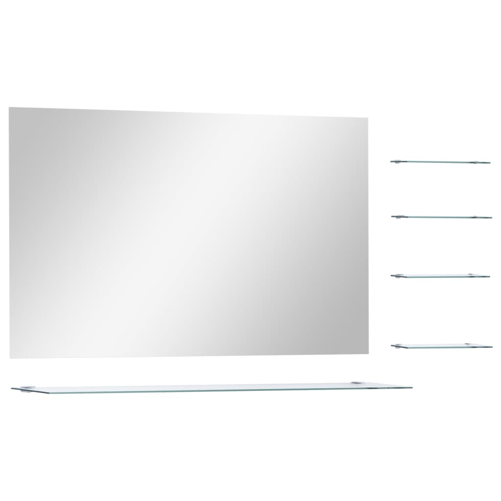 Specchio da Parete con 5 Mensole Argento 100x60 cm