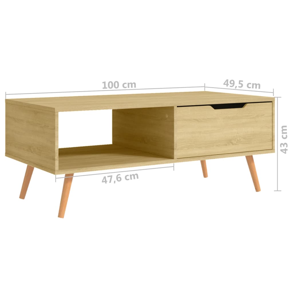 Tavolino Salotto Rovere Sonoma 100x49,5x43 cm Legno Multistrato