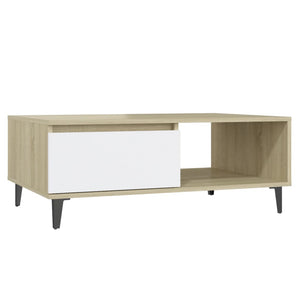 Tavolino da Salotto Bianco Rovere Sonoma 90x60x35cm Multistrato