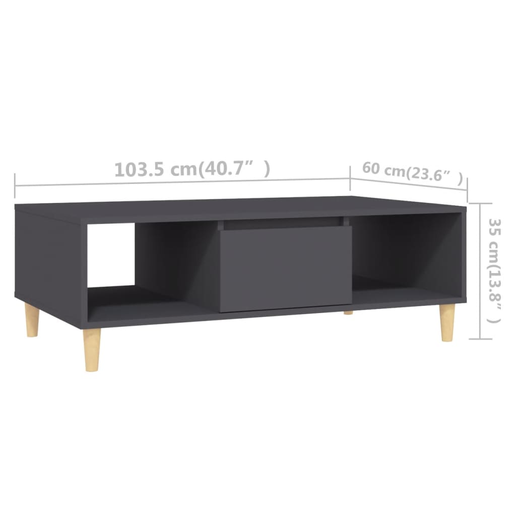 Tavolino da Salotto Grigio 103,5x60x35 cm in Legno Multistrato