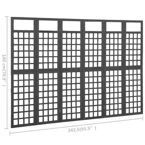 Divisorio a 6 Pannelli in Legno di Abete Nero 242,5x180 cm
